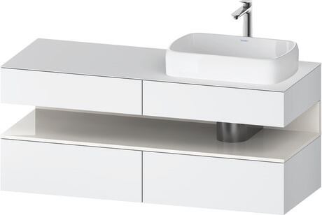 Console vanity unit wall-mounted, QA4766022186010 Front: White Matt, Decor, Corpus: White Matt, Decor, Console: White Matt, Lacquer, Niche lighting Integrated