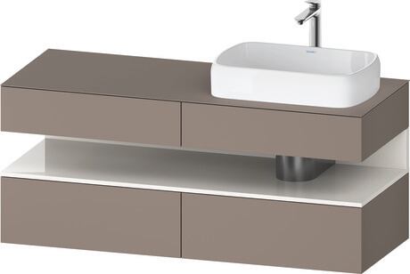 Console vanity unit wall-mounted, QA4766022436010 Front: Basalte Matt, Decor, Corpus: Basalte Matt, Decor, Console: Basalte Matt, Lacquer, Niche lighting Integrated