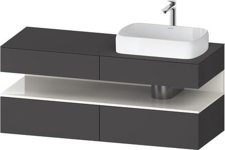 Console vanity unit wall-mounted, QA4766022496010 Front: Graphite Matt, Decor, Corpus: Graphite Matt, Decor, Console: Graphite Matt, Lacquer, Niche lighting Integrated