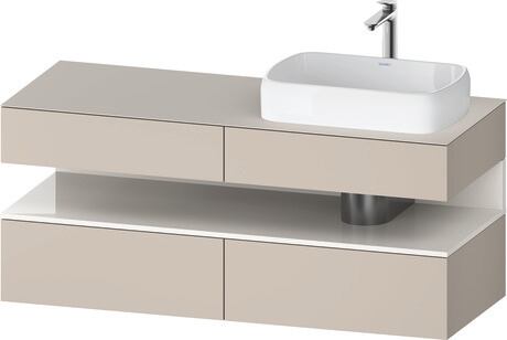 Console vanity unit wall-mounted, QA4766022916010 Front: taupe Matt, Decor, Corpus: taupe Matt, Decor, Console: taupe Matt, Lacquer, Niche lighting Integrated