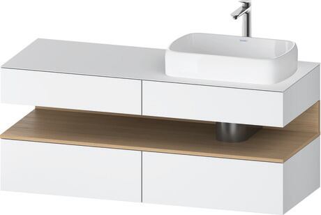 Console vanity unit wall-mounted, QA4766030186010 Front: White Matt, Decor, Corpus: White Matt, Decor, Console: White Matt, Lacquer, Niche lighting Integrated