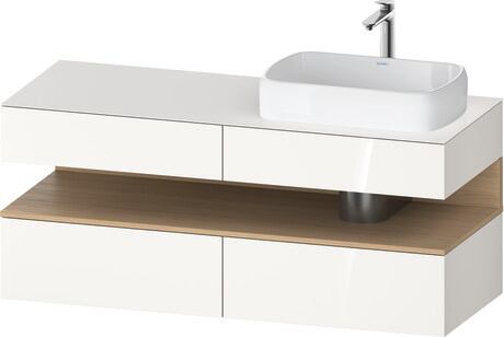 Console vanity unit wall-mounted, QA4766030226010 Front: White High Gloss, Decor, Corpus: White High Gloss, Decor, Console: White High Gloss, Lacquer, Niche lighting Integrated