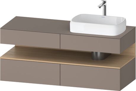 Console vanity unit wall-mounted, QA4766030436010 Front: Basalte Matt, Decor, Corpus: Basalte Matt, Decor, Console: Basalte Matt, Lacquer, Niche lighting Integrated