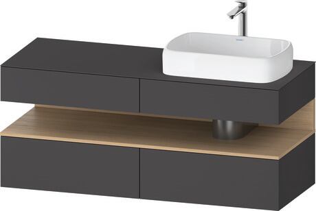 Console vanity unit wall-mounted, QA4766030496010 Front: Graphite Matt, Decor, Corpus: Graphite Matt, Decor, Console: Graphite Matt, Lacquer, Niche lighting Integrated
