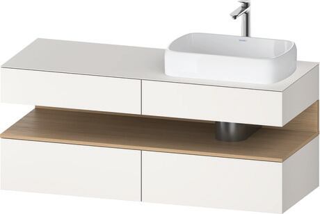 Console vanity unit wall-mounted, QA4766030846010 Front: White Super Matt, Decor, Corpus: White Super Matt, Decor, Console: White Super Matt, Lacquer, Niche lighting Integrated