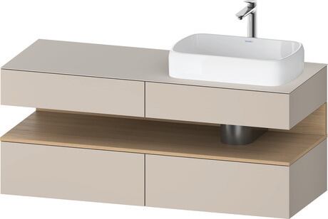 Console vanity unit wall-mounted, QA4766030916010 Front: taupe Matt, Decor, Corpus: taupe Matt, Decor, Console: taupe Matt, Lacquer, Niche lighting Integrated