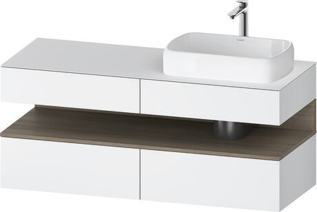 Console vanity unit wall-mounted, QA4766035186010 Front: White Matt, Decor, Corpus: White Matt, Decor, Console: White Matt, Lacquer, Niche lighting Integrated