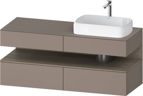 Console vanity unit wall-mounted, QA4766035436010 Front: Basalte Matt, Decor, Corpus: Basalte Matt, Decor, Console: Basalte Matt, Lacquer, Niche lighting Integrated
