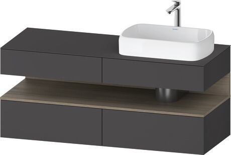 Console vanity unit wall-mounted, QA4766035496010 Front: Graphite Matt, Decor, Corpus: Graphite Matt, Decor, Console: Graphite Matt, Lacquer, Niche lighting Integrated