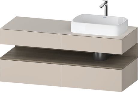 Console vanity unit wall-mounted, QA4766035916010 Front: taupe Matt, Decor, Corpus: taupe Matt, Decor, Console: taupe Matt, Lacquer, Niche lighting Integrated