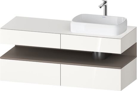 Console vanity unit wall-mounted, QA4766043226010 Front: White High Gloss, Decor, Corpus: White High Gloss, Decor, Console: White High Gloss, Lacquer, Niche lighting Integrated