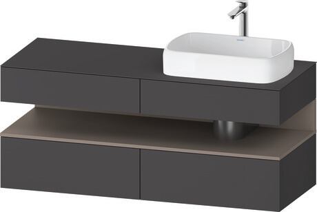Console vanity unit wall-mounted, QA4766043496010 Front: Graphite Matt, Decor, Corpus: Graphite Matt, Decor, Console: Graphite Matt, Lacquer, Niche lighting Integrated