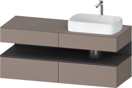 Console vanity unit wall-mounted, QA4766049436010 Front: Basalte Matt, Decor, Corpus: Basalte Matt, Decor, Console: Basalte Matt, Lacquer, Niche lighting Integrated