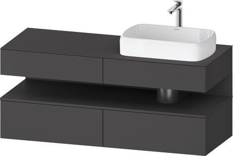 Console vanity unit wall-mounted, QA4766049497010 Front: Graphite Matt, Decor, Corpus: Graphite Matt, Decor, Console: Graphite Matt, Lacquer, Niche lighting Integrated