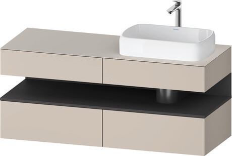 Console vanity unit wall-mounted, QA4766049916010 Front: taupe Matt, Decor, Corpus: taupe Matt, Decor, Console: taupe Matt, Lacquer, Niche lighting Integrated
