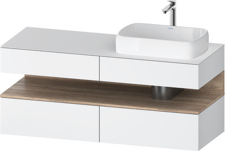 Console vanity unit wall-mounted, QA4766055186010 Front: White Matt, Decor, Corpus: White Matt, Decor, Console: White Matt, Lacquer, Niche lighting Integrated