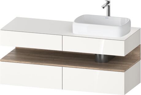Console vanity unit wall-mounted, QA4766055226010 Front: White High Gloss, Decor, Corpus: White High Gloss, Decor, Console: White High Gloss, Lacquer, Niche lighting Integrated