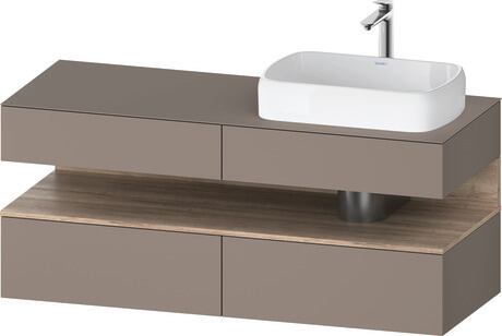 Console vanity unit wall-mounted, QA4766055436010 Front: Basalte Matt, Decor, Corpus: Basalte Matt, Decor, Console: Basalte Matt, Lacquer, Niche lighting Integrated