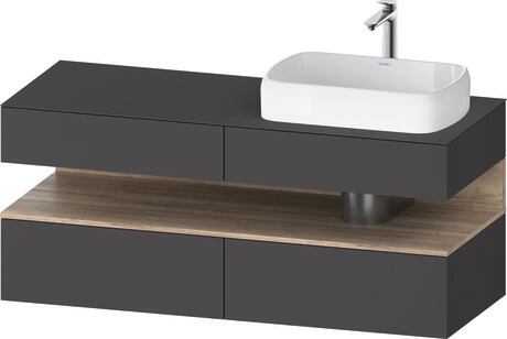 Console vanity unit wall-mounted, QA4766055496010 Front: Graphite Matt, Decor, Corpus: Graphite Matt, Decor, Console: Graphite Matt, Lacquer, Niche lighting Integrated