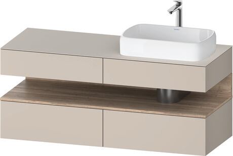 Console vanity unit wall-mounted, QA4766055916010 Front: taupe Matt, Decor, Corpus: taupe Matt, Decor, Console: taupe Matt, Lacquer, Niche lighting Integrated