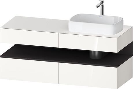 Console vanity unit wall-mounted, QA4766080226010 Front: White High Gloss, Decor, Corpus: White High Gloss, Decor, Console: White High Gloss, Lacquer, Niche lighting Integrated