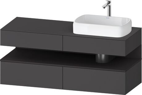 Console vanity unit wall-mounted, QA4766080496010 Front: Graphite Matt, Decor, Corpus: Graphite Matt, Decor, Console: Graphite Matt, Lacquer, Niche lighting Integrated