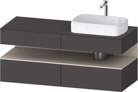 Console vanity unit wall-mounted, QA4766083496010 Front: Graphite Matt, Decor, Corpus: Graphite Matt, Decor, Console: Graphite Matt, Lacquer, Niche lighting Integrated