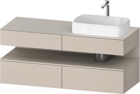 Console vanity unit wall-mounted, QA4766083916010 Front: taupe Matt, Decor, Corpus: taupe Matt, Decor, Console: taupe Matt, Lacquer, Niche lighting Integrated