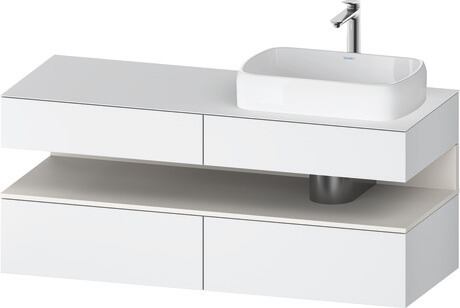 Console vanity unit wall-mounted, QA4766084186010 Front: White Matt, Decor, Corpus: White Matt, Decor, Console: White Matt, Lacquer, Niche lighting Integrated