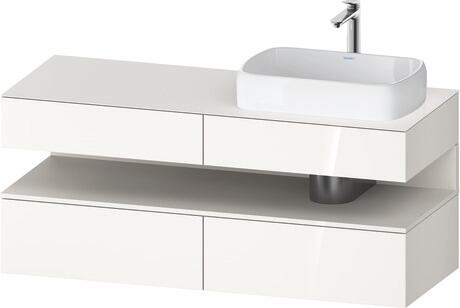 Console vanity unit wall-mounted, QA4766084226010 Front: White High Gloss, Decor, Corpus: White High Gloss, Decor, Console: White High Gloss, Lacquer, Niche lighting Integrated