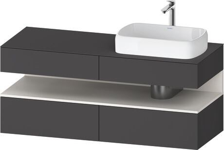 Console vanity unit wall-mounted, QA4766084496010 Front: Graphite Matt, Decor, Corpus: Graphite Matt, Decor, Console: Graphite Matt, Lacquer, Niche lighting Integrated