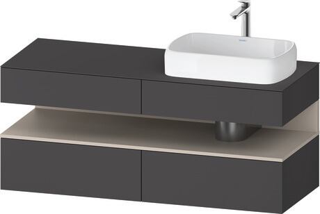 Console vanity unit wall-mounted, QA4766091496010 Front: Graphite Matt, Decor, Corpus: Graphite Matt, Decor, Console: Graphite Matt, Lacquer, Niche lighting Integrated