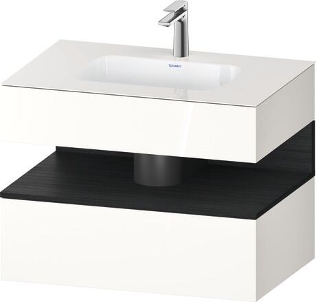 Built-in basin with console vanity unit, QA4785016220000 Front: Black oak Matt, Decor, Corpus: White High Gloss, Decor, Console: White High Gloss, Lacquer