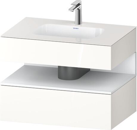 Built-in basin with console vanity unit, QA4785018220000 Front: White Matt, Decor, Corpus: White High Gloss, Decor, Console: White High Gloss, Lacquer