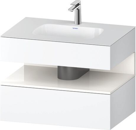 Built-in basin with console vanity unit, QA4785022180000 Front: White High Gloss, Decor, Corpus: White Matt, Decor, Console: White Matt, Lacquer