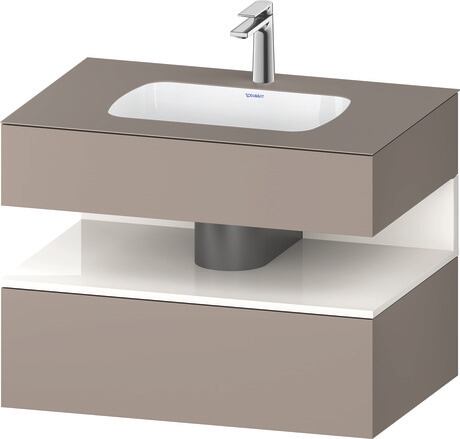 Built-in basin with console vanity unit, QA4785022430000 Front: White High Gloss, Decor, Corpus: Basalte Matt, Decor, Console: Basalte Matt, Lacquer