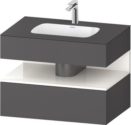 Built-in basin with console vanity unit, QA4785022490000 Front: White High Gloss, Decor, Corpus: Graphite Matt, Decor, Console: Graphite Matt, Lacquer