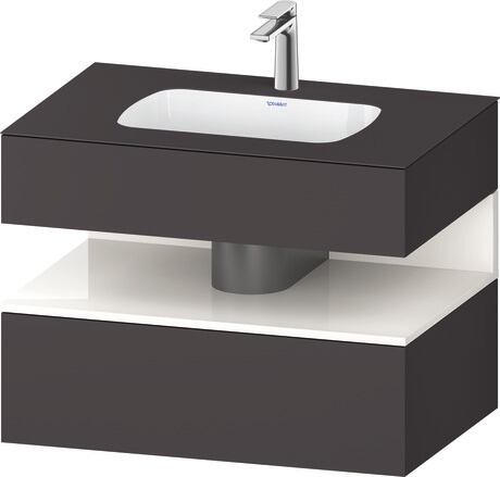 Built-in basin with console vanity unit, QA4785022800000 Front: White High Gloss, Decor, Corpus: Graphite Super Matt, Decor, Console: Graphite Super Matt, Lacquer