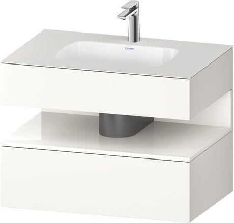 Built-in basin with console vanity unit, QA4785022840000 Front: White High Gloss, Decor, Corpus: White Super Matt, Decor, Console: White Super Matt, Lacquer