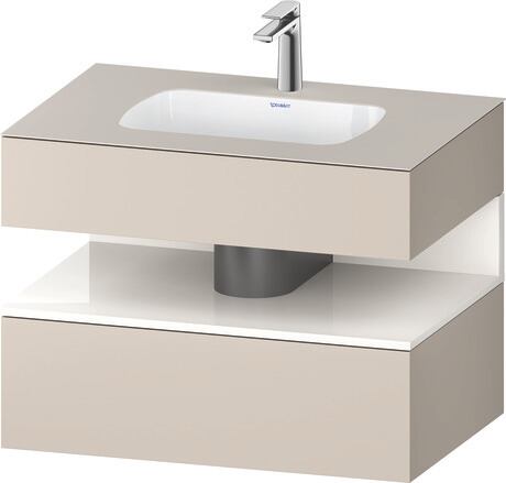Built-in basin with console vanity unit, QA4785022910000 Front: White High Gloss, Decor, Corpus: taupe Matt, Decor, Console: taupe Matt, Lacquer