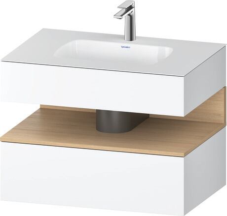 Built-in basin with console vanity unit, QA4785030180000 Front: Natural oak Matt, Decor, Corpus: White Matt, Decor, Console: White Matt, Lacquer