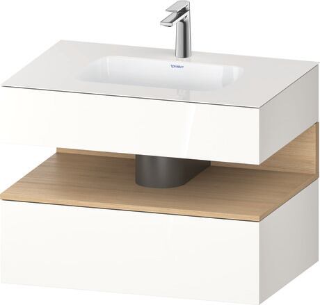 Built-in basin with console vanity unit, QA4785030220000 Front: Natural oak Matt, Decor, Corpus: White High Gloss, Decor, Console: White High Gloss, Lacquer