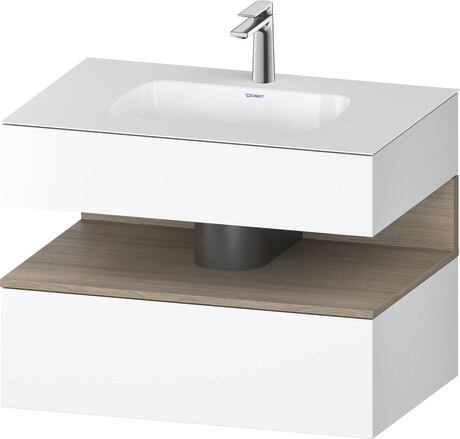 Built-in basin with console vanity unit, QA4785035180000 Front: Oak terra Matt, Decor, Corpus: White Matt, Decor, Console: White Matt, Lacquer
