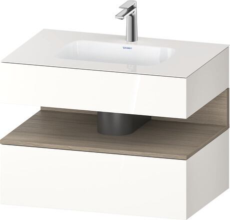 Built-in basin with console vanity unit, QA4785035220000 Front: Oak terra Matt, Decor, Corpus: White High Gloss, Decor, Console: White High Gloss, Lacquer