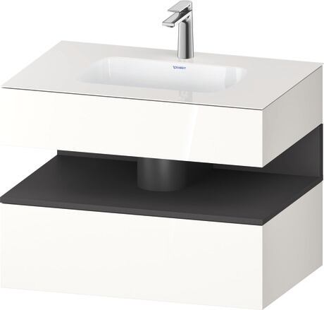 Built-in basin with console vanity unit, QA4785049220000 Front: Graphite Matt, Decor, Corpus: White High Gloss, Decor, Console: White High Gloss, Lacquer