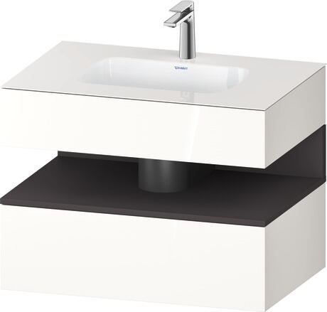 Built-in basin with console vanity unit, QA4785080220000 Front: Graphite Super Matt, Decor, Corpus: White High Gloss, Decor, Console: White High Gloss, Lacquer
