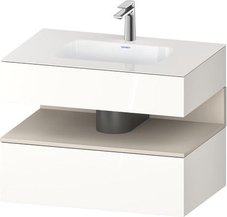 Built-in basin with console vanity unit, QA4785083220000 Front: taupe Super Matt, Decor, Corpus: White High Gloss, Decor, Console: White High Gloss, Lacquer