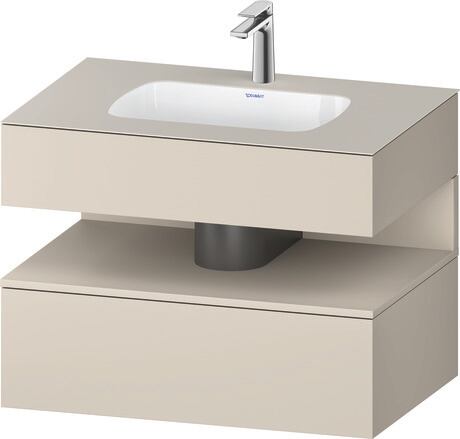 Built-in basin with console vanity unit, QA4785083837010 Front: taupe Super Matt, Decor, Corpus: taupe Super Matt, Decor, Console: taupe Super Matt, Lacquer, Niche lighting Integrated