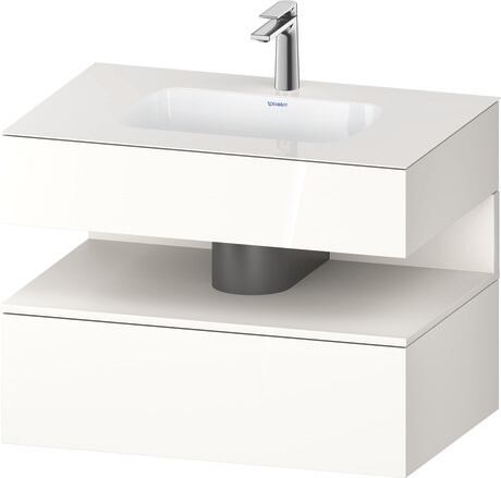 Built-in basin with console vanity unit, QA4785084220000 Front: White Super Matt, Decor, Corpus: White High Gloss, Decor, Console: White High Gloss, Lacquer