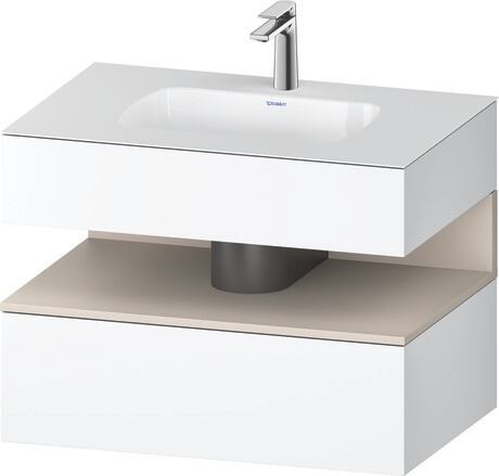 Built-in basin with console vanity unit, QA4785091180000 Front: taupe Matt, Decor, Corpus: White Matt, Decor, Console: White Matt, Lacquer